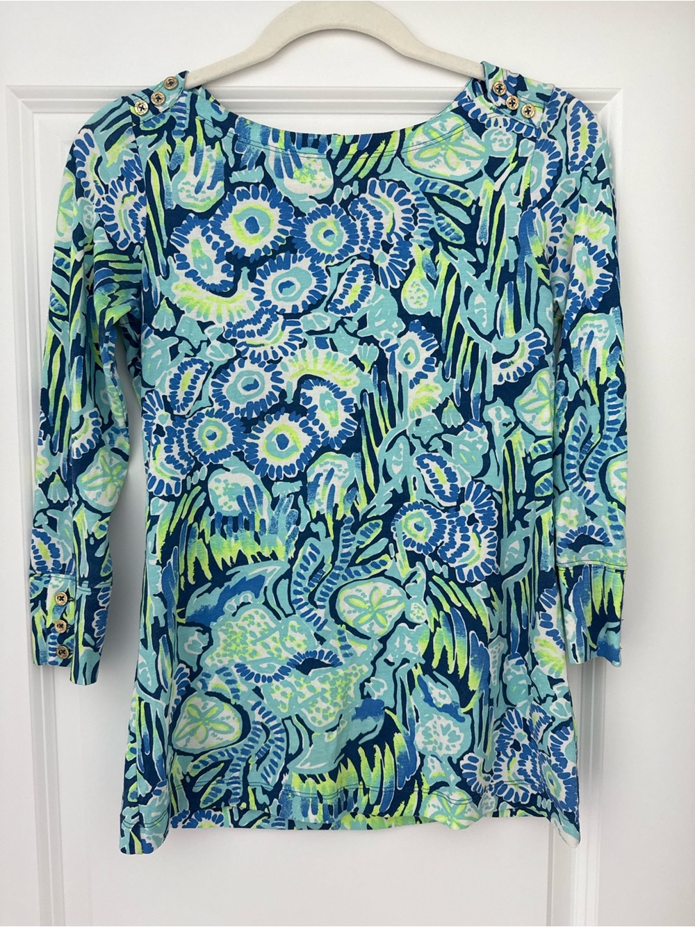 NEW Lilly Pulitzer Blue Multi Floral Long Sleeve Top